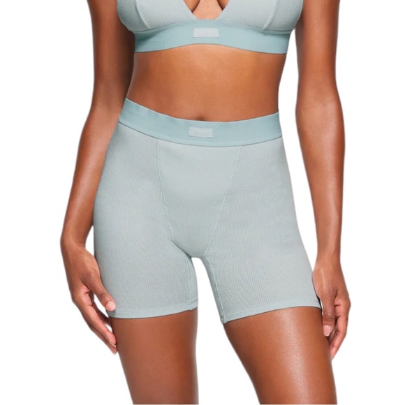 SKIMS Other - SKIMS Cotton Rib Boxer Limited Edition Frost Blue Grey Loungewear Small NWT